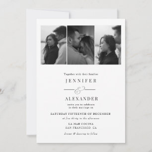 Invitación Elegante boda de colaje de fotos