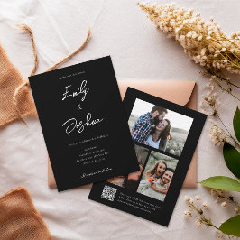 Invitación Elegante Boda de Collage de fotos de guión