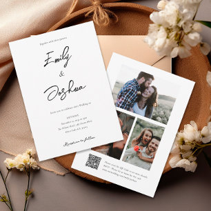 Invitación Elegante Boda de Collage de fotos de guión