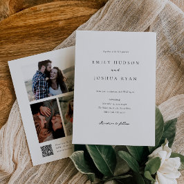 Invitación Elegante Boda de Collage de fotos de guión