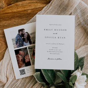 Invitación Elegante Boda de Collage de fotos de guión