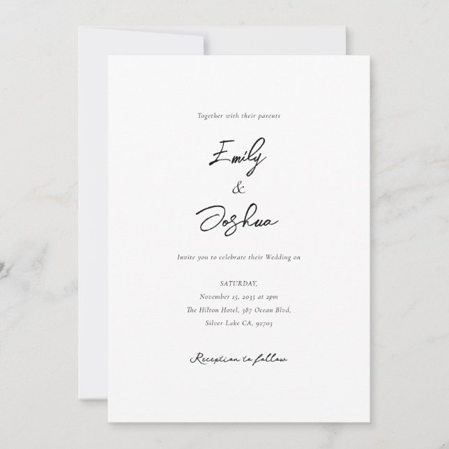 Invitación Elegante Boda de Collage de fotos de guión (Anverso)