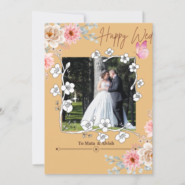 Invitación Elegante Boda de Collage de fotos marrón claro Inv (Anverso)