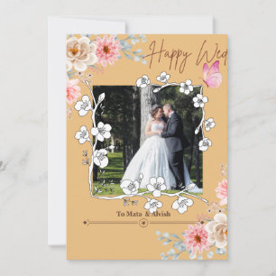 Invitación Elegante Boda de Collage de fotos marrón claro Inv