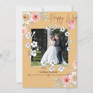 Invitación Elegante Boda de Collage de fotos marrón claro Inv