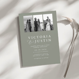 Invitación Elegante Boda de Collage de fotos moderno