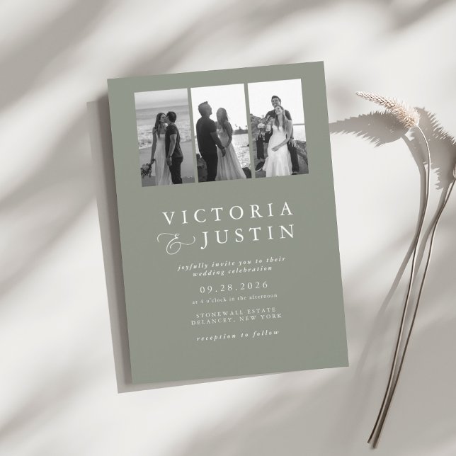 Invitación Elegante Boda de Collage de fotos moderno (Subido por el creador)