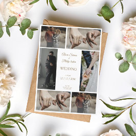 Invitación Elegante boda de collage de fotos moderno y minima