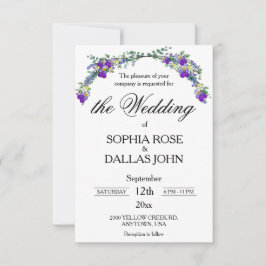Invitación Elegante Boda de color acuático con violeta de Lav