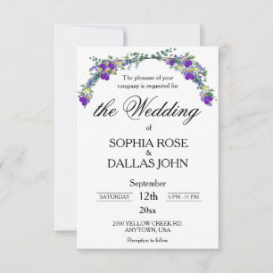 Invitación Elegante Boda de color acuático con violeta de Lav