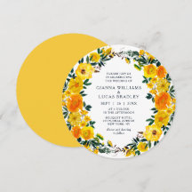 Elegante Boda de color amarillo acuático botánico