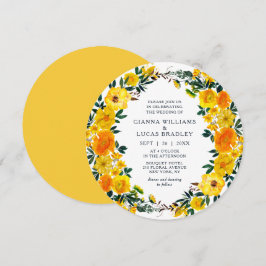 Invitación Elegante Boda de color amarillo acuático botánico 
