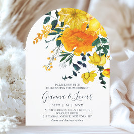Invitación Elegante Boda de color amarillo acuático botánico 
