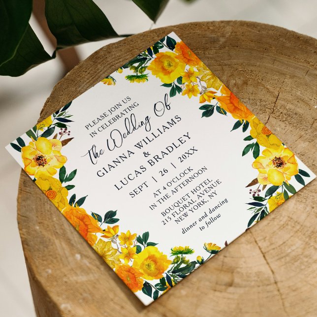 Invitación Elegante Boda de color amarillo acuático botánico  (Subido por el creador)