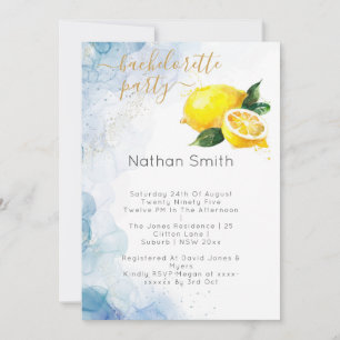 Invitación Elegante Boda de color amarillo limón y azul acuát