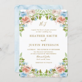 Invitación Elegante Boda de color azul Pastel Garden