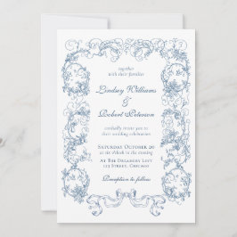 Invitación Elegante Boda de color azul turbio