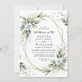 Invitación Elegante Boda de color azul turbio de agua verde