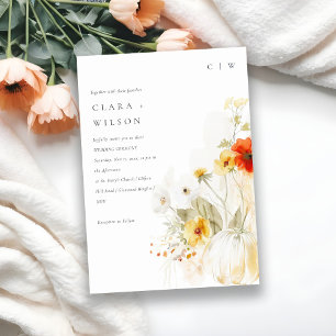 Invitación Elegante Boda de color de agua de la calabaza de f