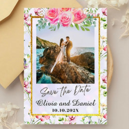 Invitación Elegante Boda de color de agua de las flores rosad