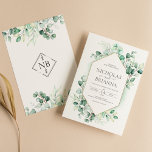 Invitación Elegante Boda de color de agua Eucalyptus<br><div class="desc">Elegante Vegetación Eucalyptus Invitación a la Boda Acuática. Monograma diseñado en la parte posterior.</div>