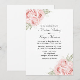Invitación Elegante Boda de color de agua floral Rubor rosa r