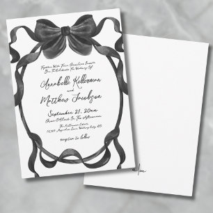 Invitación Elegante Boda de color de agua negro de color negr
