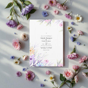 Invitación Elegante Boda de color de agua pastel floral