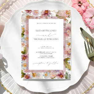 Invitación Elegante Boda de color de agua pastel floral