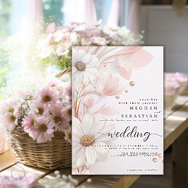 Invitación Elegante Boda de color de agua Rubor color rosa