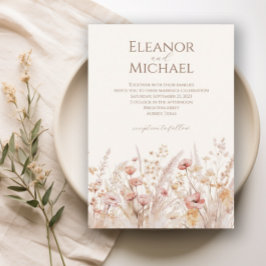 Invitación Elegante Boda de color de agua Rubor Peach Floral