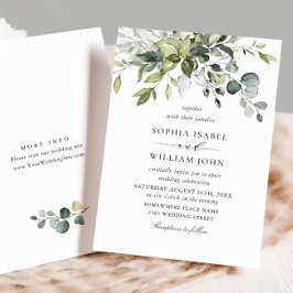 Invitación Elegante Boda de color de agua simple Eucalipto