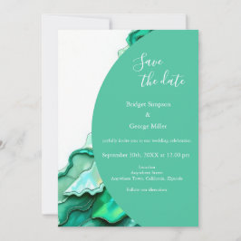Invitación Elegante Boda de color de mármol Verde azulado esm