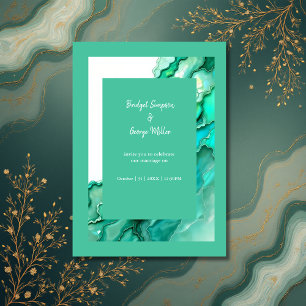 Invitación Elegante Boda de color de mármol Verde azulado esm