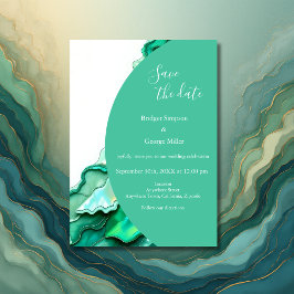 Invitación Elegante Boda de color de mármol Verde azulado esm