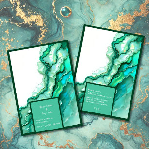 Invitación Elegante Boda de color de mármol Verde azulado esm