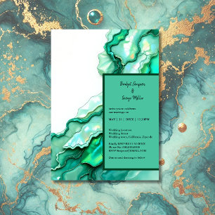 Invitación Elegante Boda de color de mármol Verde azulado esm