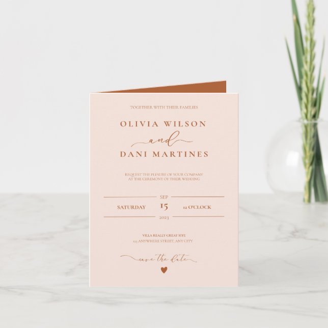 Invitación Elegante Boda de color de otoño (Anverso)