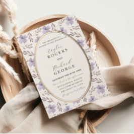 Invitación Elegante Boda de color morado floral