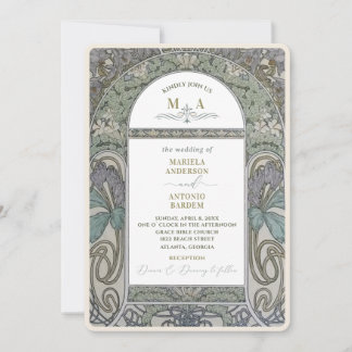 Invitación Elegante Boda de color Nouveau VintageInvitación