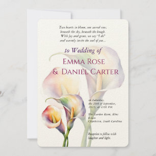 Invitación Elegante Boda de color romántico de Calla Lily