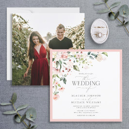 Invitación Elegante Boda de color rosa de arena rosa Floral