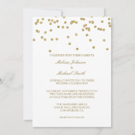 Invitación Elegante Boda de Confetti con puntos de Polka Blan