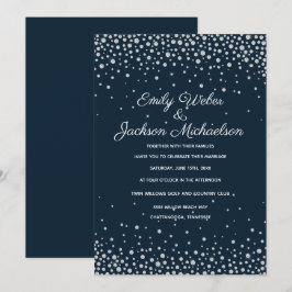 Invitación Elegante Boda de confetti de diamantes de plata az