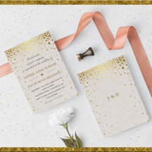 Elegante Boda de Confetti de Oro de Cuero Blanco