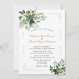 Invitación Elegante Boda de Confetti de Oro de Verdor