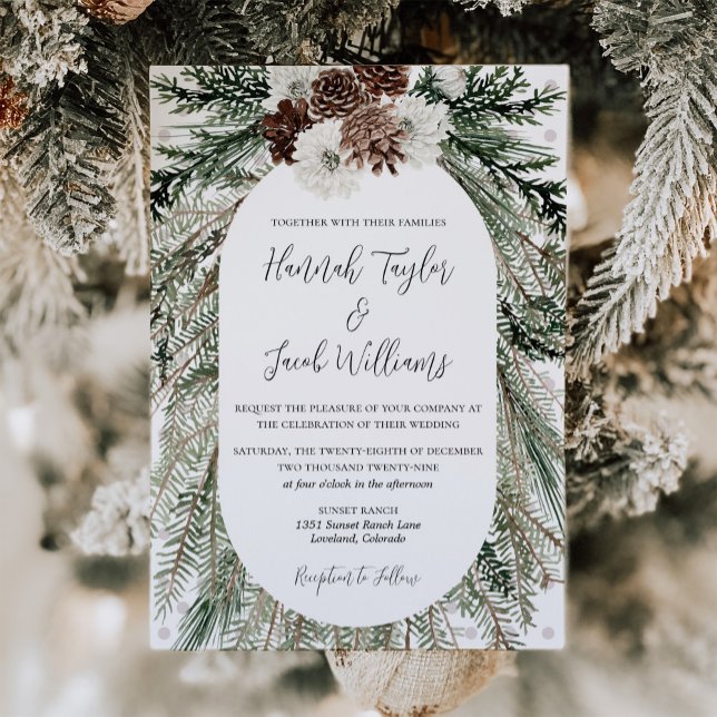 Invitación Elegante Boda de conos de invierno (Subido por el creador)