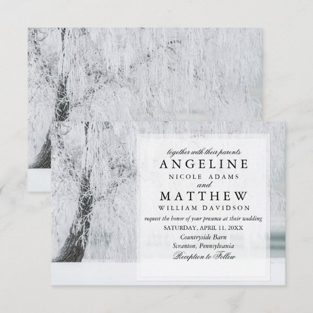 Invitación Elegante boda de copos de nieve de invierno