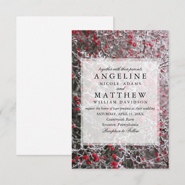 Invitación Elegante boda de copos de nieve de invierno Wonder (Anverso / Reverso)