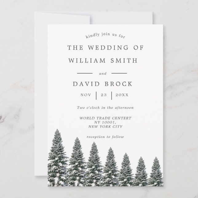 Invitación Elegante boda de copos de nieve de invierno Wonder (Anverso)